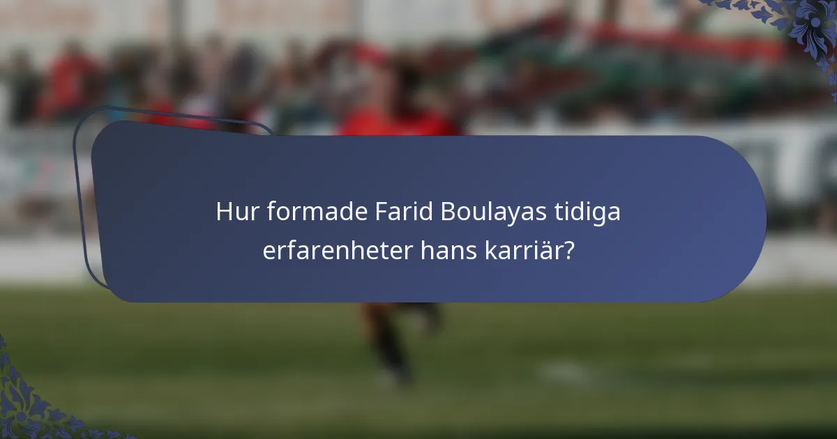 Hur formade Farid Boulayas tidiga erfarenheter hans karriär?