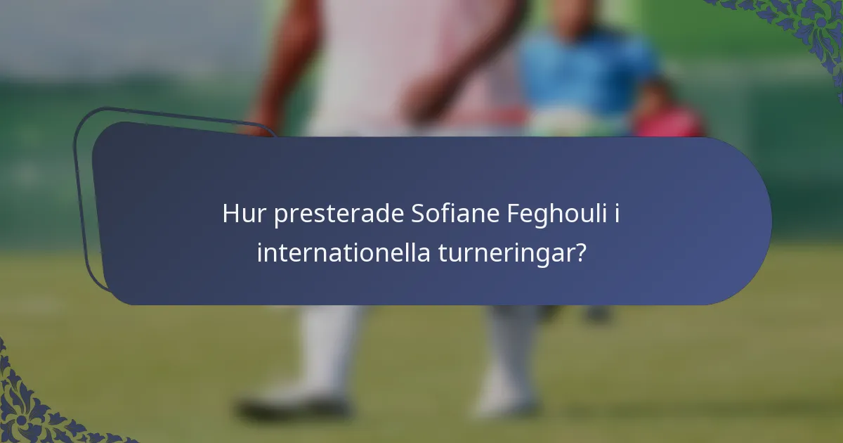 Hur presterade Sofiane Feghouli i internationella turneringar?