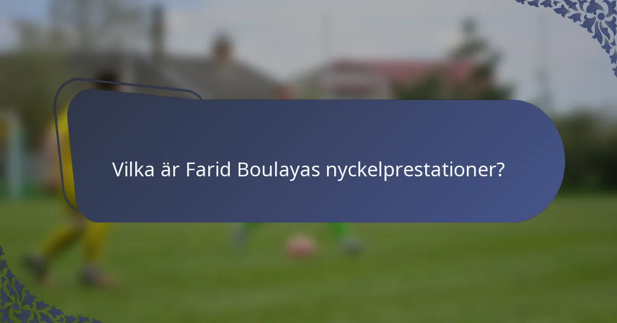 Vilka är Farid Boulayas nyckelprestationer?